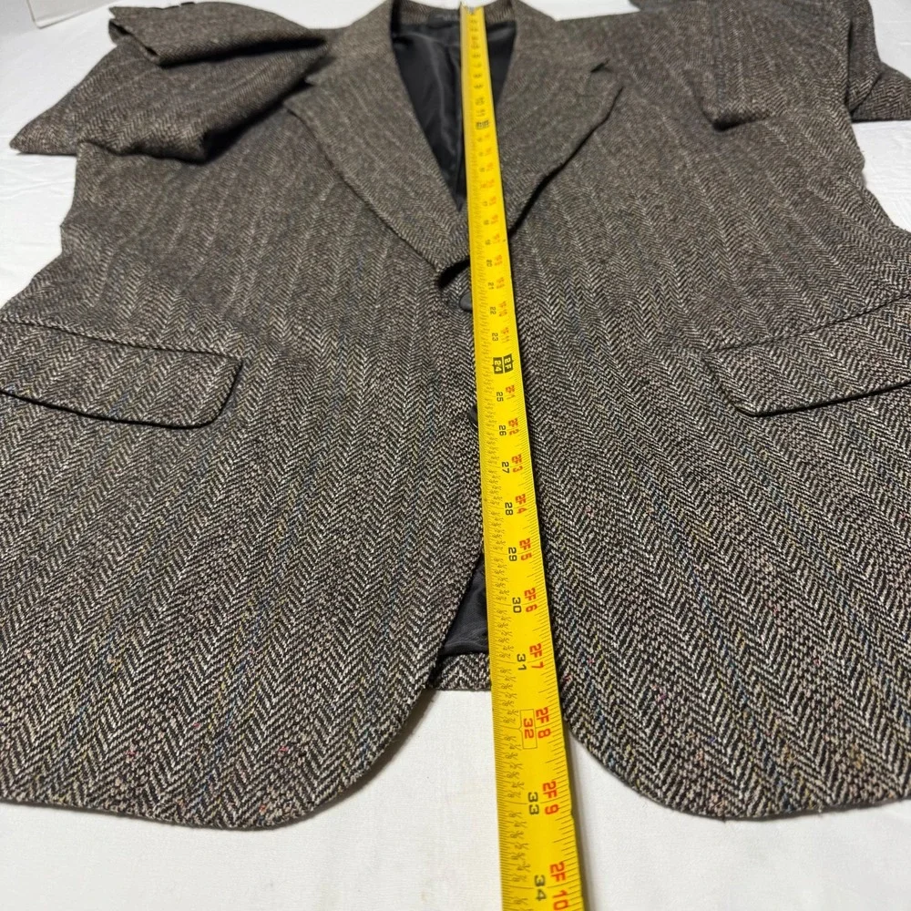 Petrocelli Sport Coat Men's‎ Size 44R Brown Herringbone Wool Silk Blazer